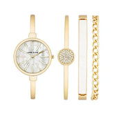 Anne Klein Womens Gold Tone Bangle Fashion Watch Set with 4 Elegant Pieces , 41mm