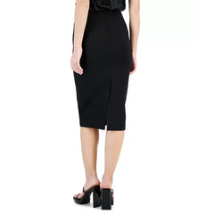 Women's Ponte Zip-Front Pencil Skirt, Created for Macy's-Deep Black