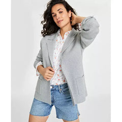 Women's Sweater Blazer, Created for Macy's-Light gray heather