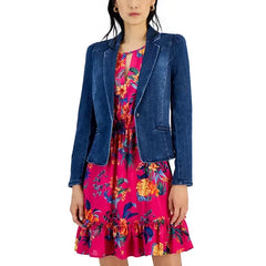 Women's Puff-Sleeve Blazer, Created for Macy's-Deep sea