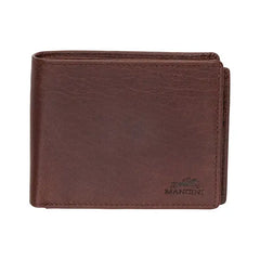 Mancini Men's Buffalo RFID Secure Center Wing Wallet with Coin Pocket