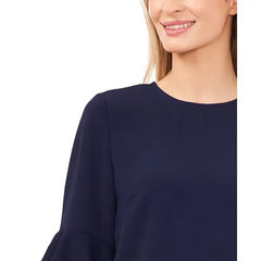 Macy's Women's Ruffled Cuff 3/4-Sleeve Crew Neck Blouse-Clesssic navy
