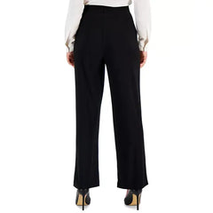 Anne Klein Womens Solid Interlock Twist Yarn Wide Leg Knit Pants, Comfortable Stretch Lounge Trousers, Anne Black