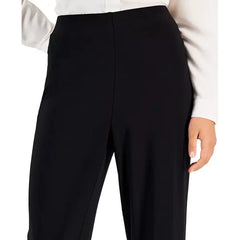 Anne Klein Womens Solid Interlock Twist Yarn Wide Leg Knit Pants, Comfortable Stretch Lounge Trousers, Anne Black