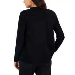Anne Klein Petite Kissing Front Cardigan, Stylish Women’s Sweater, Anne Black