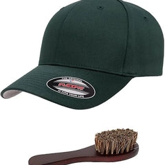 Flexfit Wooly Combed Men's Athletic Stretch Fitted Baseball Cap Bundle with THP Hat & Clothing Brush