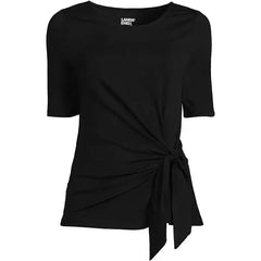 Macy's Women's Lightweight Jersey Tie Front Top-Black