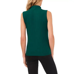Macy's Women's Sleeveless Mock Neck Wide Rib Knit Top-Dark forest