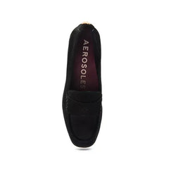Aerosoles Cetara Womens Tailored Loafer Wedge, Stylish Comfortable Slip On Shoes, Black Suede , Size 7.5M