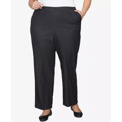 Alfred Dunner Plus Size Comfort Waistband Mid Rise Short Length Denim Pant, Black