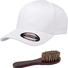 Flexfit Wooly Combed Men's Athletic Stretch Fitted Baseball Cap Bundle with THP Hat & Clothing Brush