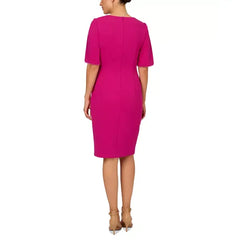 Adrianna Papell Pearl-Trim Cocktail Dress, Perfect for Chic and Sophisticated Occasions ,Hot Orchid , size 12