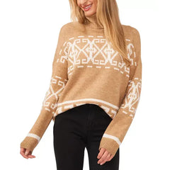 Women's Fair Isle Long Sleeve Turtleneck Sweater,Created by Macy's-Lattee heather