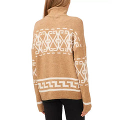 Women's Fair Isle Long Sleeve Turtleneck Sweater,Created by Macy's-Lattee heather