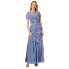 Adrianna Papell Plus Size Floral-Beaded Gown, Perfect for Elegant Events