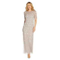 Adrianna Papell Embellished Floral Sheath Dress for Elegant and Timeless Evening Wear