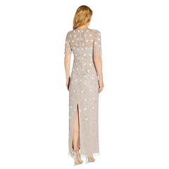 Adrianna Papell Embellished Floral Sheath Dress for Elegant and Timeless Evening Wear
