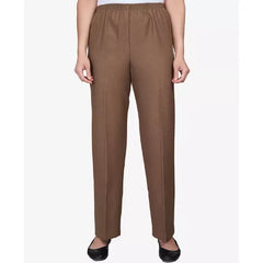 Alfred Dunner Petite Classic Textured Mid Rise Pull-On Pants, Taupe