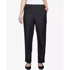 Alfred Dunner Classics Denim Pull On Straight Leg Pants, Comfortable Casual Jeans for Women