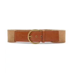 Steve Madden Women's Croc-Embossed Stretch Belt - Cognac