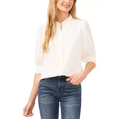 Macy's Women's 3/4-Sleeve Collared Button Down Blouse-New Ivory