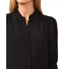 Macy's Women's 3/4-Sleeve Collared Button Down Blouse-Black