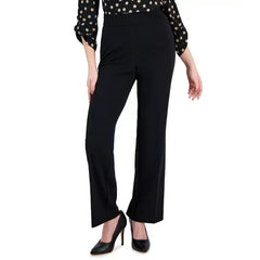 Anne Klein Petite Pull On Straight Leg Pants, Stylish Comfortable Womens Bottoms, Anne Black