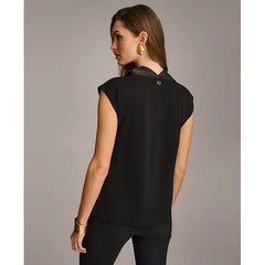 Donna Karan Women's Cowl-Neck Cap-Sleeve Top-Macy's-Black