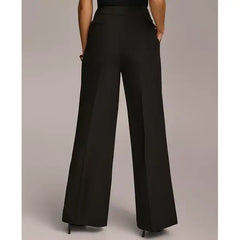 Donna Karan Women's Pleat Front Wide Leg Pants,Created by Macy's-Black