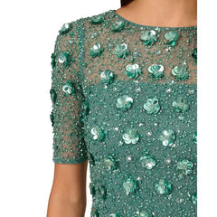 Adrianna Papell Embellished Floral Sheath Dress for Elegant and Timeless Evening Wear