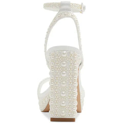 ALDO Womens Lulu Pearl Two Piece Platform Dress Sandals, Elegant and Glamorous Heels, White Mixed
