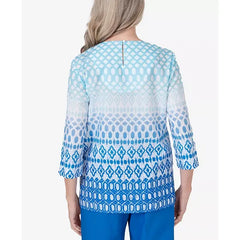Alfred Dunner Petite Neptune Beach Ombre Diamond Print Tunic, Size PM