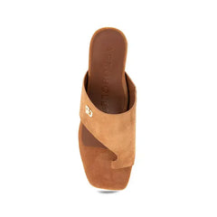 Aerosoles Womens Etta Dress Sandal Low Heels, Comfortable Stylish Evening Shoes, Tan Suede , 7.5 M size
