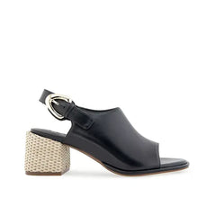 Aerosoles Womens Nora Buckle Strap Chunk Heel Sandals Stylish Comfortable Footwear, Black Leather