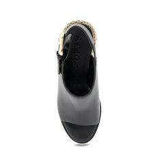 Aerosoles Womens Nora Buckle Strap Chunk Heel Sandals Stylish Comfortable Footwear, Black Leather