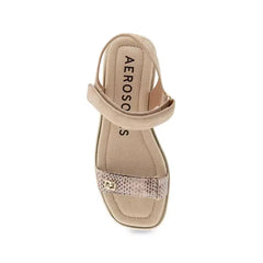 Aerosoles Bruna Womens Casual Sandals, Comfortable Stylish Everyday Footwear, Roccia Snake Print Leather