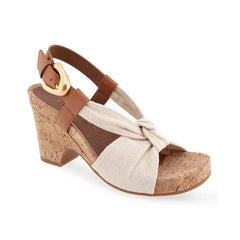 Aerosoles Womens Miki Open Toe Buckle Wedge Sandals Stylish Comfortable Footwear, Natural Canvas