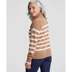 Women's 100% Cashmere Eloise Quarter-Zip Long-Sleeve Sweater, Created for Macy's-Warm praline combo