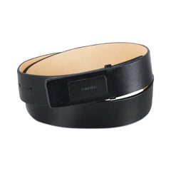 Calvin Klein Men's Ultra-Modern Inlaid Plaque-Buckle Logo Belt - Black