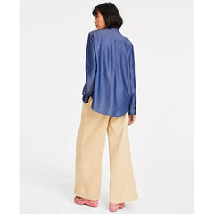 Women's Chambray Shirt, Created for Macy's-Dark Spring