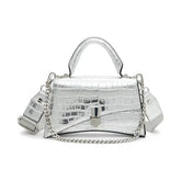 ALDO Lucenaax Synthetic Small Top Handle, Stylish and Compact Handbag, Silver
