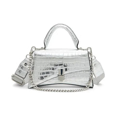ALDO Lucenaax Synthetic Small Top Handle, Stylish and Compact Handbag, Silver
