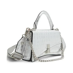 ALDO Lucenaax Synthetic Small Top Handle, Stylish and Compact Handbag, Silver