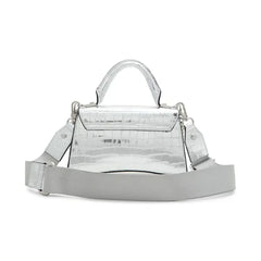 ALDO Lucenaax Synthetic Small Top Handle, Stylish and Compact Handbag, Silver