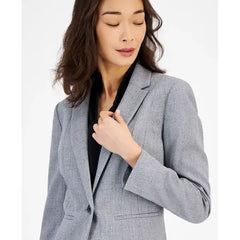 Women's Collared One-Button Blazer,Created by Macy's-Gray