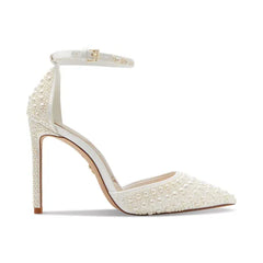 ALDO Women's Derperla Two Piece Pearl Pumps, Elegant Stylish Heeled shoes , White Multi