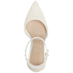 ALDO Women's Derperla Two Piece Pearl Pumps, Elegant Stylish Heeled shoes , White Multi