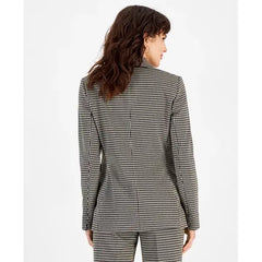 Women's Houndstooth One-Button Long-Sleeve Blazer, Created for Macy's-Antique Khaki