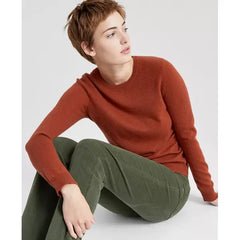 Macy's 100% Cashmere Women's Long-Sleeve Crewneck Sweater, Created for Macy's-Bronze pecan