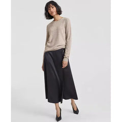 Macy's 100% Cashmere Women's Long-Sleeve Crewneck Sweater, Created for Macy's-Pearl taupe heather